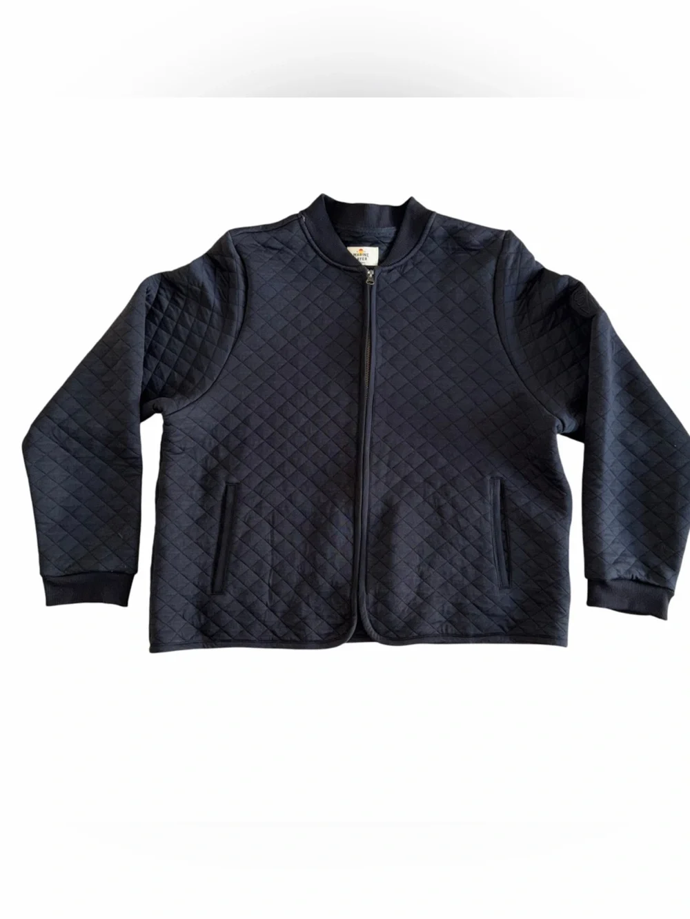 Marine Layer Men’s Corbet Quilted Bomber Jacket Black XXL Full Zip SageView Logo